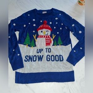 Well Worn up to snow good snowman Xmas funny Ugly holiday Sweater m